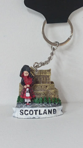 Scottish Piper and Castle Keyring