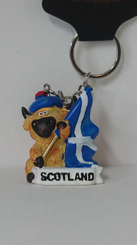 Highland Cow with Saltire Flag Keyring