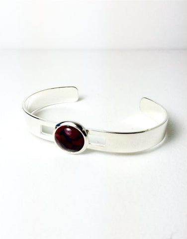 Wide Wire Silver Plated Bangle
