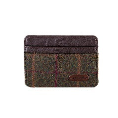 Heritage Card Holder- Green Check/Brown