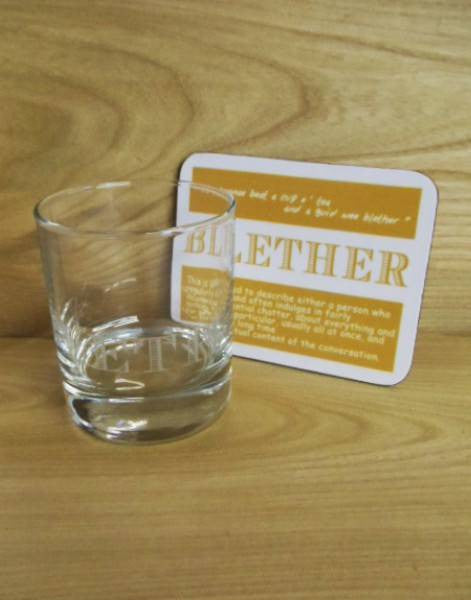 Coaster & Dram Glass Scottish Dialect Word (Blether)
