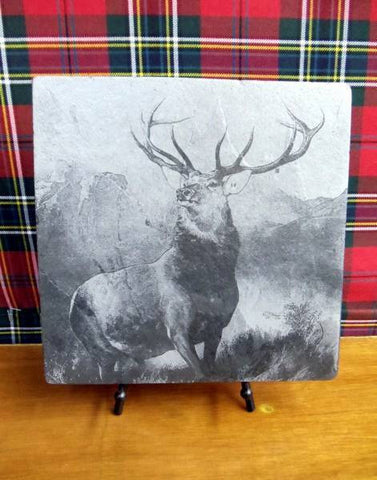 Monarch of the Glen Slate Plaque & Stand