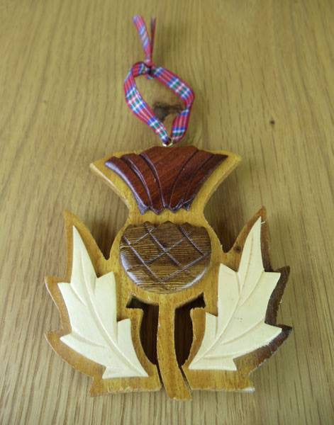 Wooden Scottish Thistle Hanging Ornament