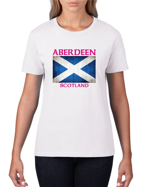 Aberdeen Scotland Saltire Ladies T-Shirt (crew neck)