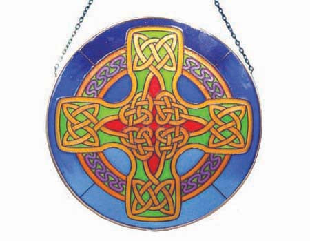 Celtic Cross Round Panel Blue