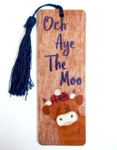 Och Aye The Moo Wooden Bookmark