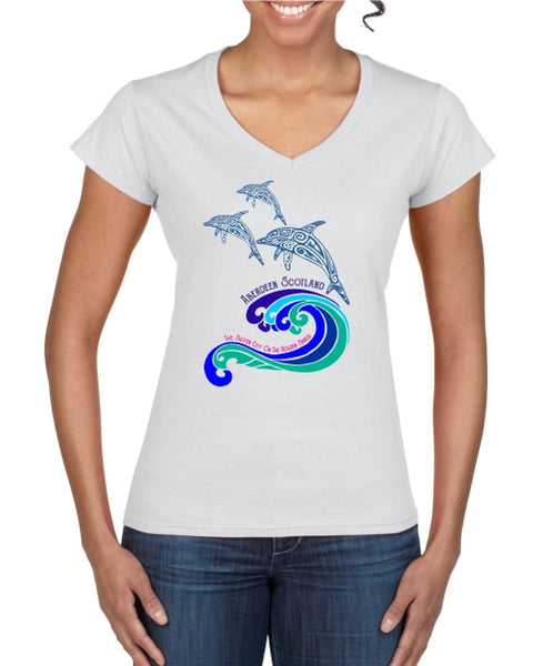 Dolphins Ladies T-Shirt (V neck)