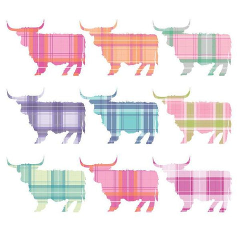 Blank Card - Tartan Highland Cows