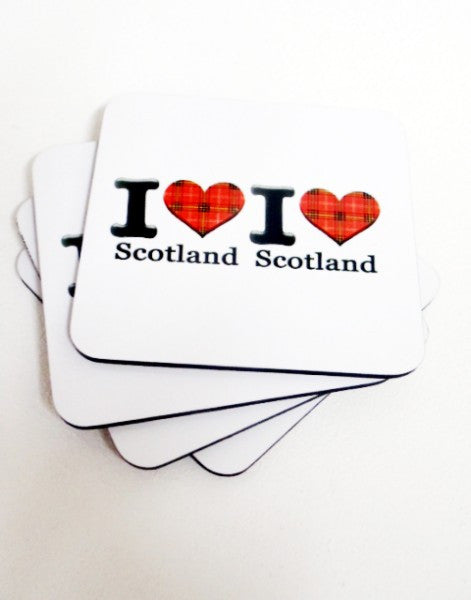 I Love Scotland set of 4 Coasters