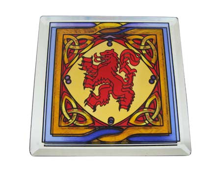 Stained Mirror Scottish Rampant Lion Coaster