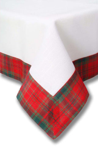 Scottish Plaid Tablecloth with White Centre 34" x 34"