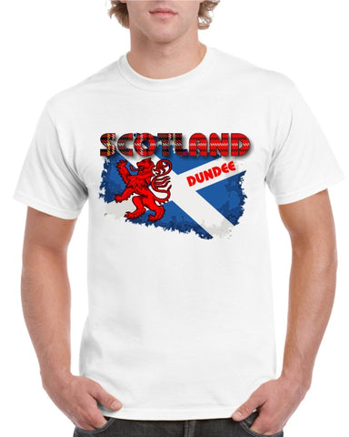 Scotland Saltire DUNDEE Tartan Text T-Shirt