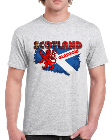 Scotland Saltire GLASGOW Tartan Text T-Shirt