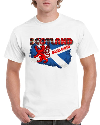 Scotland Saltire GLASGOW Tartan Text T-Shirt