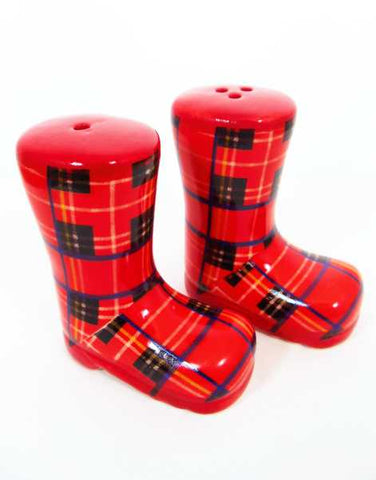 Tartan Welly Boots Salt & Pepper Set