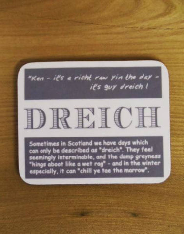 Coaster & Dram Glass Scottish Dialect Word (Dreich)