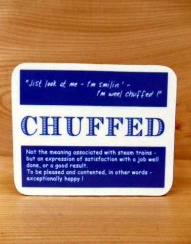 Coaster & Dram Glass Scottish Dialect Word (Chuffed)