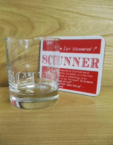 Coaster & Dram Glass Scottish Dialect Word (Scunner)